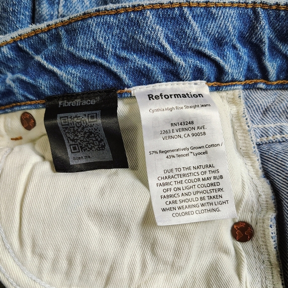 Reformation Cynthia High Rise Straight Women's Jeans Button Fly Medium Wash 27. - Picture 13 of 16